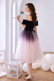 A-Line Off the Shoulder Lovely Ombre Tulle Homecoming Dress N374