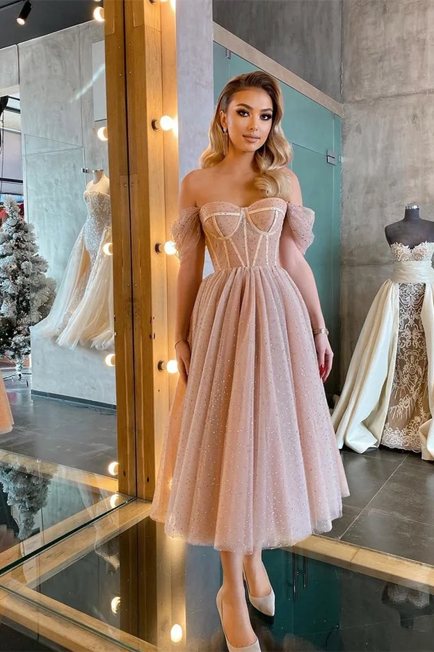 Off-the-shoulder Sweetheart Tulle Prom Dress N369
