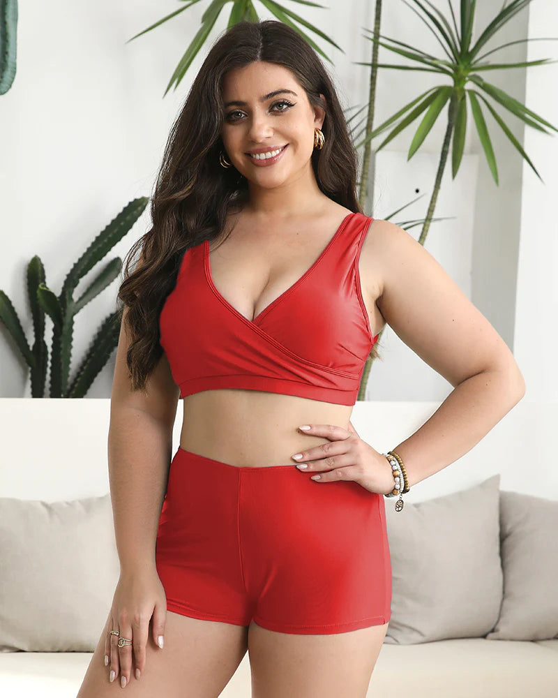 simiswim - Built-In Bra Swim Romper Three Piece Set