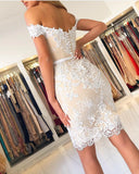 Sheath Off The Shoulder Short Lace Prom Dresses Homecoming Dress N343