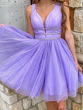 Short V Neck Graduation Homecoming Dresses N348