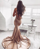 Spaghetti Straps Mermaid Backless Prom Dresses N341