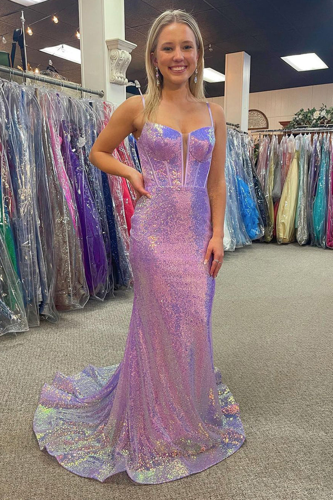Sparkly Mermaid Sequins Long Prom Dresses