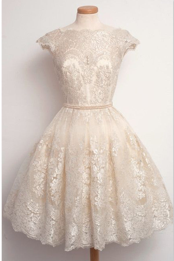 Short Sleeve Lace Prom Dresses Homecoming Dresses
