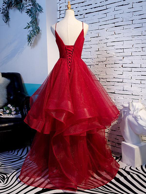 Beautiful Spaghetti Straps V-neck Princess Prom Dresses For Teens Y0010