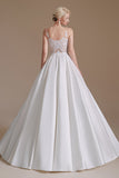 A Line Elegant Sleeveless Stain Long Length Wedding Dress