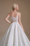 A Line Elegant Sleeveless Stain Long Length Wedding Dress