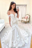 Off-the-shoulder Mermaid Sweetheart Lace Wedding Dresses N129