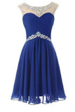 Charming Royal Bule Chiffon Prom Dresses Homecoming Dresses