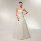 A Line Strapless Ivory Lace Floor Length Wedding Dresses WH32634