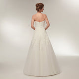 A Line Strapless Ivory Lace Floor Length Wedding Dresses WH32634