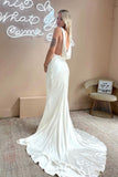 Elegant Mermaid Cowl Neck Sleeveless Wedding Dresses N070