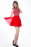 Red Chiffon Short Prom Dresses Homecoming Dresses