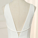 Chic Elegant Scoop Neckling Long Ivory Wedding Dress Y0115