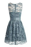 Knee-length Lace Sleeveless Blue Prom/Homecoming Dresses