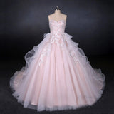 Ball Gown Sweetheart Tulle Wedding Dresses with Lace Appliques Puffy Bridal Dresses N2306