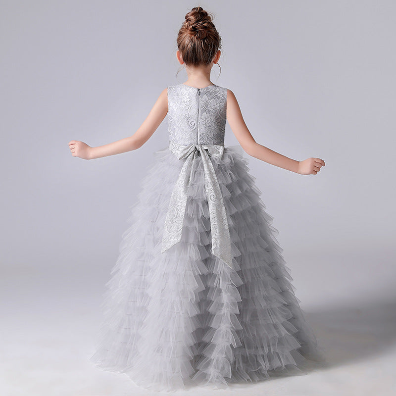 A Line Lace Tulle Princess Flower Girl Gown With Belt