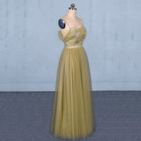 Spaghetti Straps Floor Length Tulle Prom Dresses with Beading Long Evening Dresses N2336