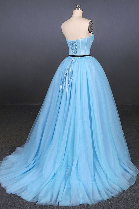 A Line Strapless High Low Tulle Prom Dress N2340 – Simibridaldresses