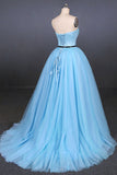 A Line Strapless High Low Tulle Prom Dress N2340