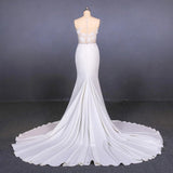 Sheer Neck Mermaid Long Wedding Dresses with Appliques Long Bridal Dresses N2304