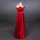 Red Spaghetti Straps A Line Prom Dresses Long Evening Dresses N2339