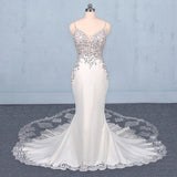 Sexy Spaghetti Straps Mermaid Wedding Dresses with Lace Mermaid Bridal Dresses N2302
