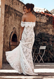 Charming Off the Shoulder Lace Bridal Dresses Boho Wedding Dresses Beach Wedding Dresses N2242