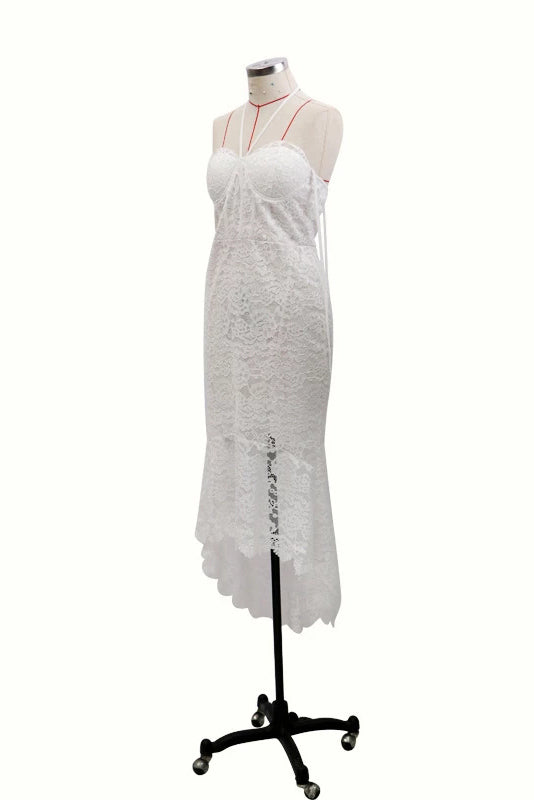 Sheath Lace Prom Dresses Unique Lace Wedding Dresses with Ruffles N2239