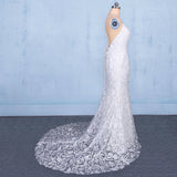 Elegant V-Neck Lace Wedding Dresses Mermaid Backless Lace Bridal Dresses N2348