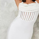 White Straps Sleeveless Back Slit Homecoming Dresses