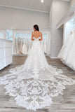 Charming V-neck Tulle Lace Appliques Wedding Dresses N076