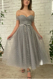 Sweet Sparkly Off the Shoulder Tulle Prom Dresses N2007