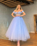 Charming Off-the-Shoulder Sweetheart Cristal Tulle Prom Dresses PD0530