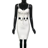Two Pieces Spaghetti Straps Sheath Homecoming Dresses