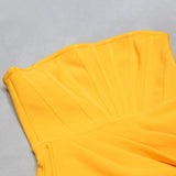 Yellow Sweetheart Pleats Bandage Homecoming Dresses