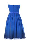 Royal Blue Chiffon Strapless Prom Dresses Homecoming Dresses