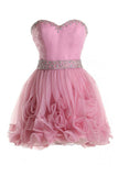 Sweetheart Organza Pink Prom Dresses Homecoming Dresses