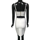 Two Pieces Spaghetti Straps Sheath Homecoming Dresses