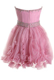 Sweetheart Organza Pink Prom Dresses Homecoming Dresses