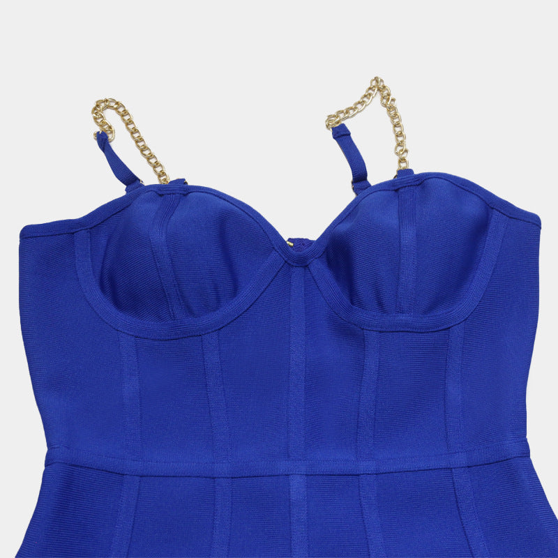 Sexy Blue Chain Straps Sleeveless Sheath Homecoming Dresses ...