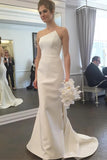 Strapless Trumpet Long Wedding Dresses Elegant Ivory Sweep Train Wedding Dresses N2520