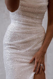 Charming Mermaid Off the Shoulder Sequins Wedding Dresses with Slit N085