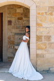 Elegant Off the Shoulder Satin Long Wedding Dresses N047