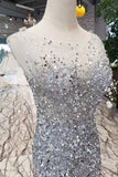 Gorgeous Mermaid Tulle Prom Dresses with Sequins Sparkly Sleeveless Evening Dresses N1646