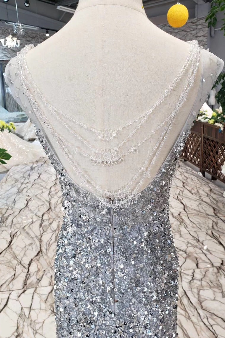 Gorgeous Mermaid Tulle Prom Dresses with Sequins Sparkly Sleeveless Evening Dresses N1646