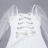 Square Neck Long Mesh Sleeves Bandage Homecoming Dresses
