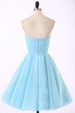 Sleeveless Blue Chiffon Beading Homecoming Dresses ED69