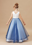 Sweetheart Trumpet SLeeveless V-Neck Tulle Stain Flower Girl Dresses