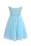Sweetheart Chiffon Blue Homecoming Dresses With Beading ED72
